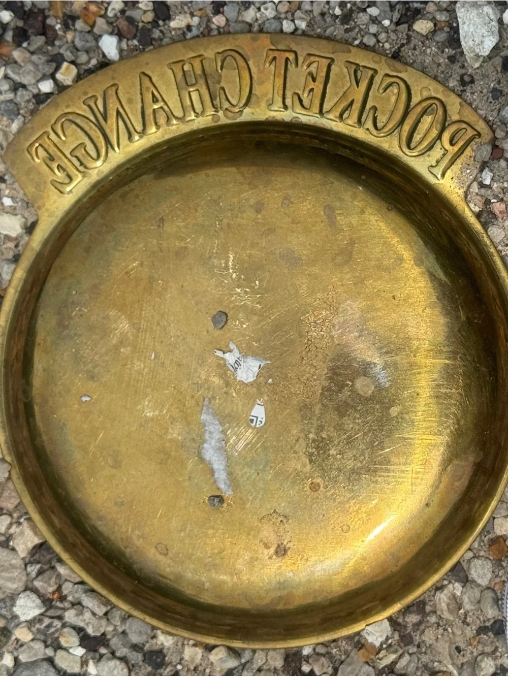 Vintage Brass POCKET CHANGE Trinket Dish ~ 5”x6”